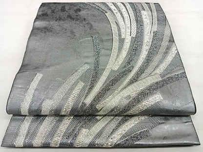 平和屋着物◎六通柄袋帯 唐織 流彩美比形匠 銀糸 正絹 逸品 BAAX1681qw
