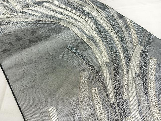 平和屋着物◎六通柄袋帯 唐織 流彩美比形匠 銀糸 正絹 逸品 BAAX1681qw