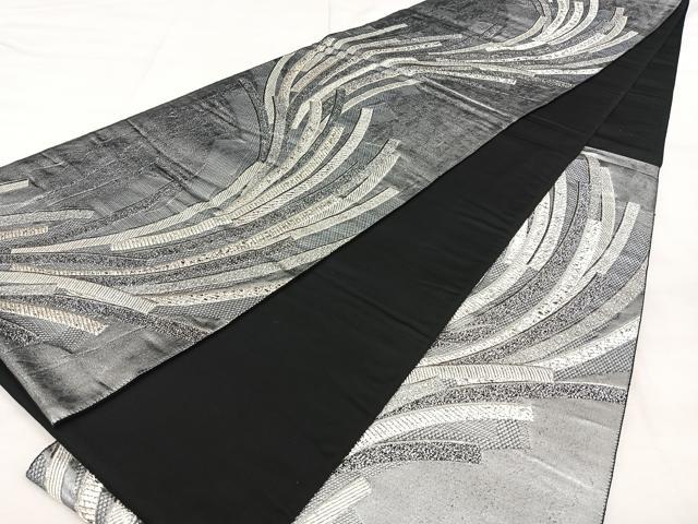 平和屋着物◎六通柄袋帯 唐織 流彩美比形匠 銀糸 正絹 逸品 BAAX1681qw