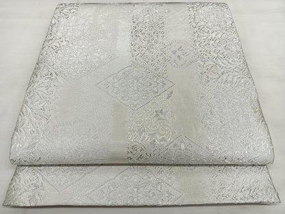 平和屋着物◎佐賀錦 六通柄袋帯 唐織 千寿 花菱文 銀糸 正絹 逸品 BAAX1695qw
