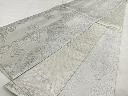 平和屋着物◎佐賀錦 六通柄袋帯 唐織 千寿 花菱文 銀糸 正絹 逸品 BAAX1695qw