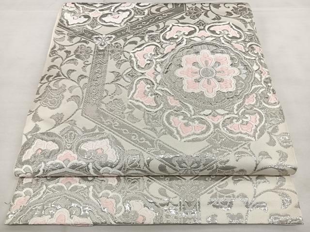 平和屋着物◎六通柄 本袋帯 唐織 純プラチナ箔 亀甲花文 正絹 逸品 BAAX1703qw