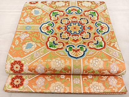 平和屋着物◎六通柄袋帯 唐織 正倉院花文 金糸 正絹 逸品 BAAX1710qw