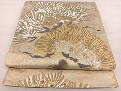 平和屋着物◎六通柄袋帯 唐織 枝松文 金銀糸 正絹 逸品 BAAX1713qw