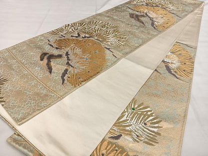 平和屋着物◎六通柄袋帯 唐織 枝松文 金銀糸 正絹 逸品 BAAX1713qw