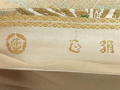 平和屋着物◎六通柄袋帯 唐織 枝松文 金銀糸 正絹 逸品 BAAX1713qw