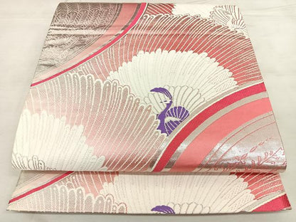 平和屋着物◎両面 全通柄袋帯 唐織 桃山 孔雀文 銀糸 正絹 逸品 BAAX1716qw