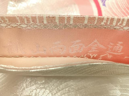 平和屋着物◎両面 全通柄袋帯 唐織 桃山 孔雀文 銀糸 正絹 逸品 BAAX1716qw