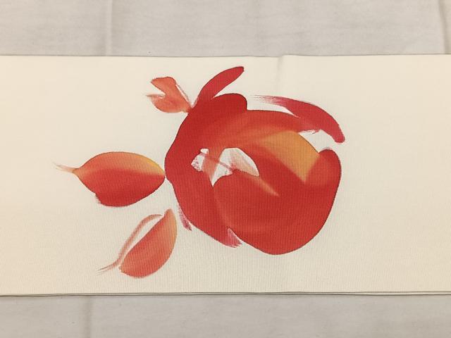 平和屋着物◎塩瀬 九寸名古屋帯 作家物 手描き 薔薇 正絹 逸品 BAAX1728qw