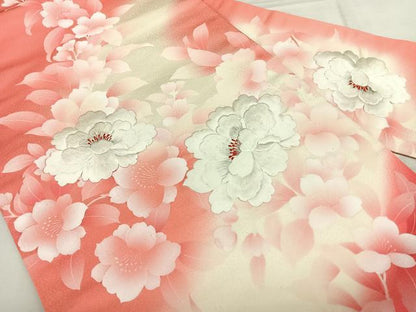 平和屋着物◎九寸名古屋帯 刺繍 牡丹 銀糸 正絹 逸品 BAAX1729qw