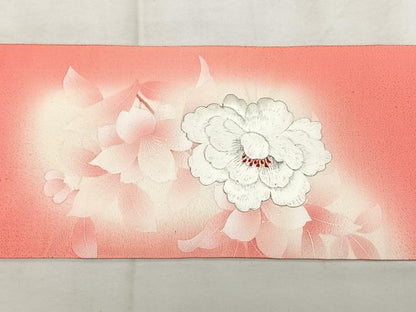 平和屋着物◎九寸名古屋帯 刺繍 牡丹 銀糸 正絹 逸品 BAAX1729qw