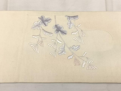 平和屋着物◎九寸名古屋帯 総刺繍 枝菊文 正絹 逸品 BAAX1730qw
