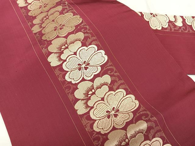 平和屋着物＊夏物　九寸名古屋帯　草花文　金銀糸　逸品　CAAR0711eg 平和屋着物＊夏物 絽綴れ 八寸名古屋帯 横段草花文 金