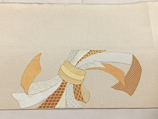 平和屋着物◎八寸名古屋帯 綴れ 束ね熨斗文 金銀糸 正絹 逸品 BAAX1737qw