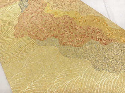 平和屋着物◎六通柄袋帯 唐織 古代宮廷文様 金糸 正絹 逸品 BAAX1739qw