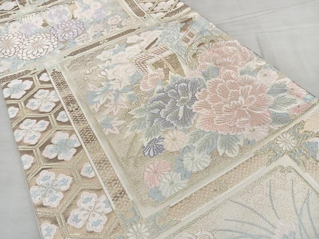 平和屋着物◎六通柄袋帯 唐織 御所天井文様 金銀糸 正絹 逸品 BAAX1765qw