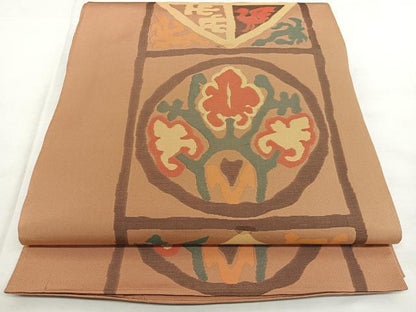 平和屋着物◎六通柄袋帯　花鳥間道　正絹　逸品　BAAX1768qw