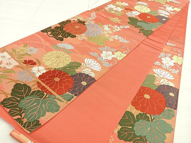 平和屋着物◎六通柄袋帯　唐織　唐錦　雲取秋菊文　金糸　正絹　逸品　BAAX1770qw