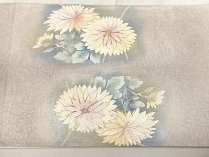 平和屋着物◎太鼓柄袋帯 刺繍 枝菊文 金彩 引箔 正絹 逸品 BAAX1779qw