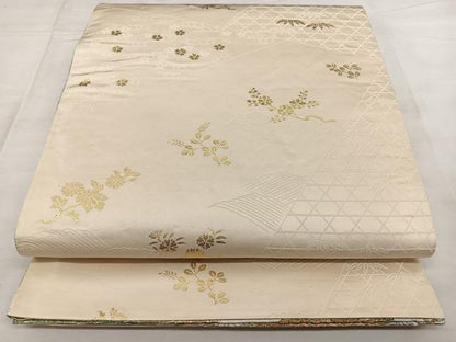 平和屋着物◎両面　六通柄袋帯　唐織　御車花丸紋　金銀糸　正絹　逸品　BAAX1781qw