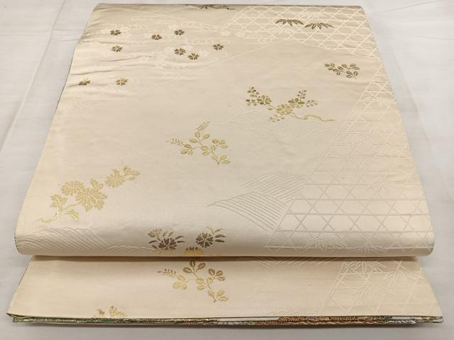 平和屋着物◎両面　六通柄袋帯　唐織　御車花丸紋　金銀糸　正絹　逸品　BAAX1781qw