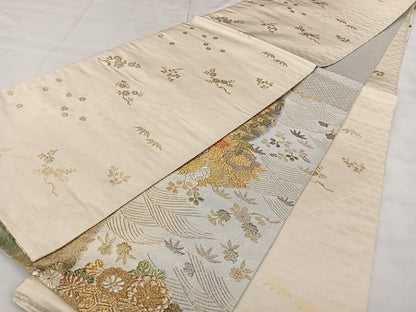 平和屋着物◎両面　六通柄袋帯　唐織　御車花丸紋　金銀糸　正絹　逸品　BAAX1781qw
