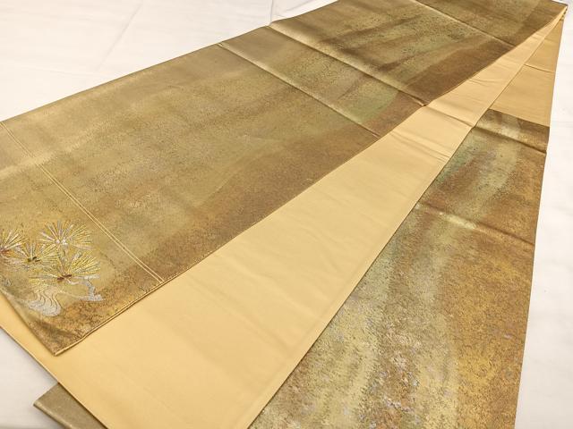 平和屋着物◎六通柄袋帯　ワンポイント　螺鈿　枝松葉文　金銀彩　引箔　正絹　逸品　BAAX1785qw