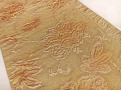 平和屋着物◎六通柄袋帯　ふくれ織　花唐草文　金糸　正絹　逸品　BAAX1787qw