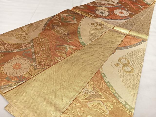 平和屋着物◎佐賀錦　六通柄袋帯　吉祥几帳文　金糸　正絹　逸品　BAAX4001qw