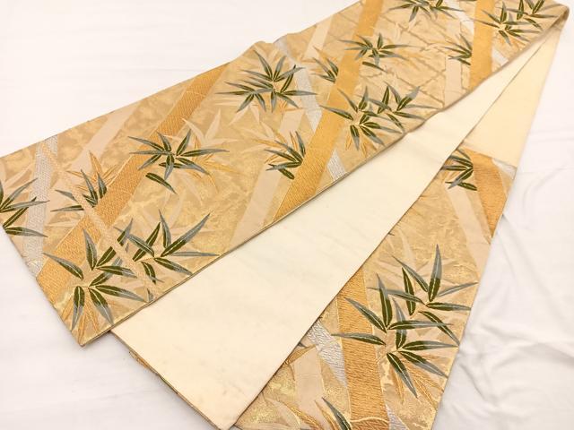 平和屋着物◎六通柄袋帯 唐織 笹竹文 金銀糸 正絹 逸品 BAAX1802hv