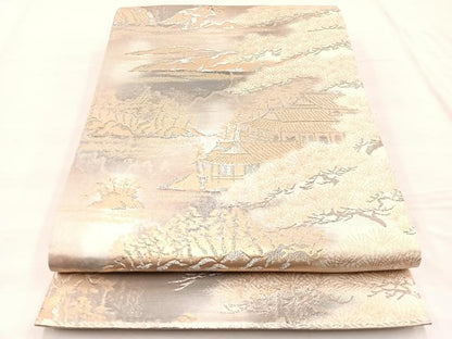 平和屋着物◎六通柄袋帯 京洛錦 風景文 金銀糸 二重引箔 正絹 逸品 BAAX1806hv