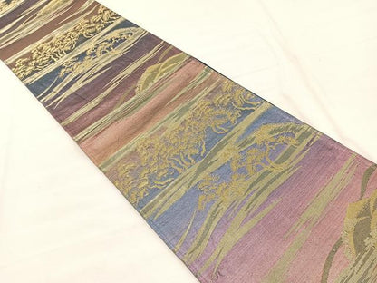 平和屋着物◎六通柄　京袋帯　浜松文　金糸　正絹　逸品　BAAX1812hv