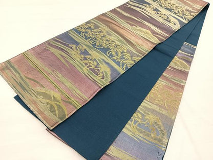平和屋着物◎六通柄　京袋帯　浜松文　金糸　正絹　逸品　BAAX1812hv