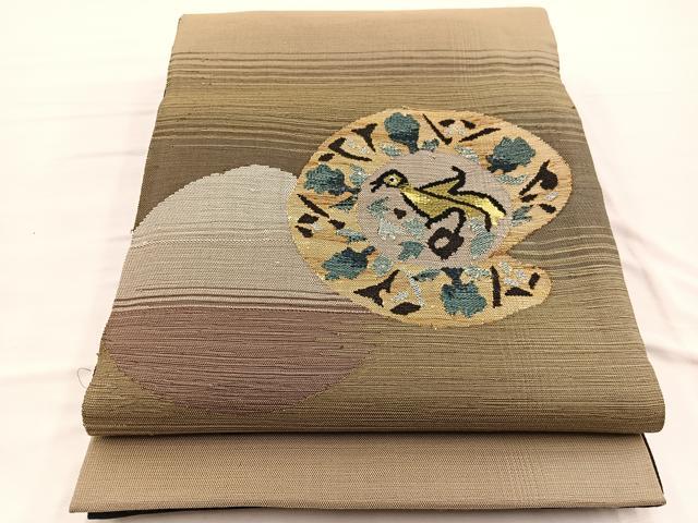 平和屋着物●両面　太鼓柄　京袋帯　すくい織　成り物　黒地　正絹　逸品　BAAX1814hv