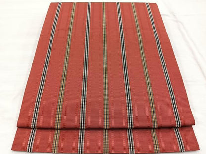 平和屋着物◎本場筑前博多織 八寸名古屋帯 吉野間道 三越扱い 正絹 逸品 未使用 BAAX1815hv