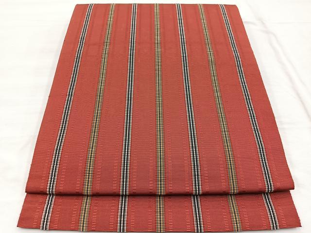 平和屋着物◎本場筑前博多織 八寸名古屋帯 吉野間道 三越扱い 正絹 逸品 未使用 BAAX1815hv