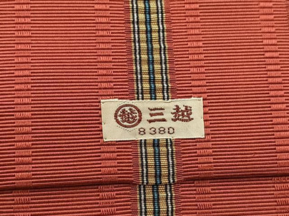 平和屋着物◎本場筑前博多織 八寸名古屋帯 吉野間道 三越扱い 正絹 逸品 未使用 BAAX1815hv