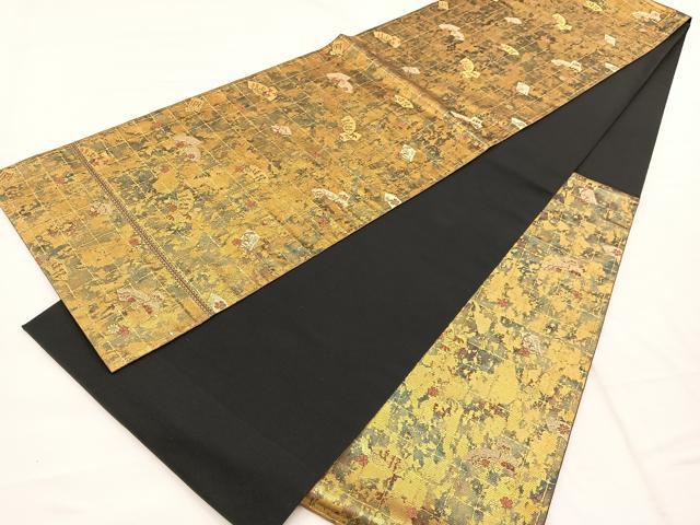 平和屋着物◎西陣　服部織物謹製　六通柄袋帯　氷割れ地紙花文　金糸　引箔　正絹　逸品　BAAX1832hv