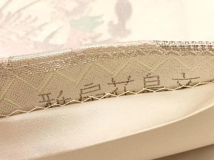 平和屋着物◎六通柄袋帯　雅扇花鳥文　プラチナ二重箔　正絹　逸品　BAAX1834hv