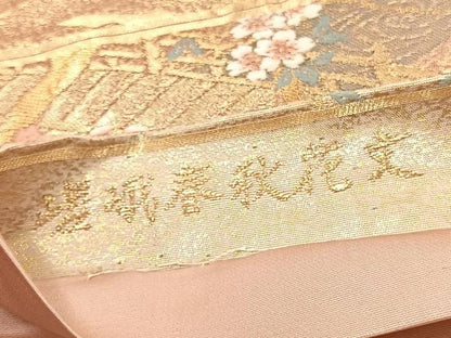 平和屋着物◎六通柄袋帯　唐織　嵯峨春秋花文　金糸　正絹　逸品　BAAX1835hv