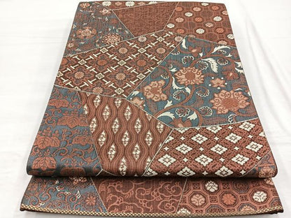 平和屋着物◎西陣　いづくら謹製　六通柄袋帯　裂取蒔絵　金糸　引箔　正絹　逸品　BAAX1839hv