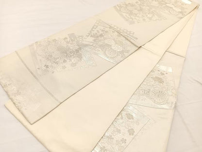 平和屋着物◎六通柄袋帯　唐織　色紙花車文　金銀糸　正絹　逸品　BAAX1856hv