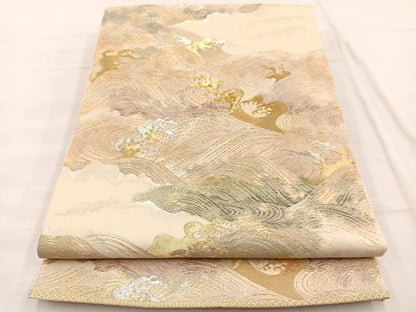 平和屋着物◎西陣　六通柄　本袋帯　立波文　金銀糸　正絹　逸品　BAAX1862hv