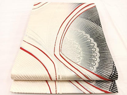 平和屋着物◎桃山両面　全通柄袋帯　唐織　飾花文　銀糸　正絹　逸品　BAAX1865hv