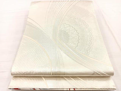 平和屋着物◎桃山両面　全通柄袋帯　唐織　飾花文　銀糸　正絹　逸品　BAAX1865hv