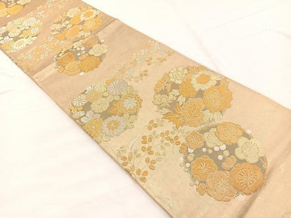 平和屋着物◎六通柄袋帯　花丸文　金銀糸　正絹　逸品　BAAX1879hv