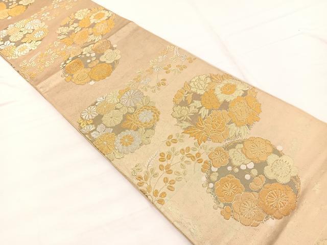 平和屋着物◎六通柄袋帯　花丸文　金銀糸　正絹　逸品　BAAX1879hv