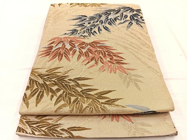 平和屋着物◎六通柄　京袋帯　唐織　笹竹文　金銀糸　正絹　逸品　BAAX1891hv