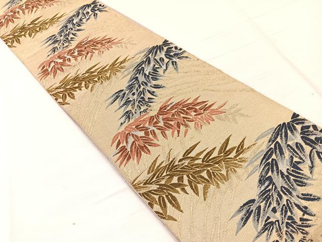 平和屋着物◎六通柄　京袋帯　唐織　笹竹文　金銀糸　正絹　逸品　BAAX1891hv