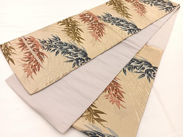 平和屋着物◎六通柄　京袋帯　唐織　笹竹文　金銀糸　正絹　逸品　BAAX1891hv